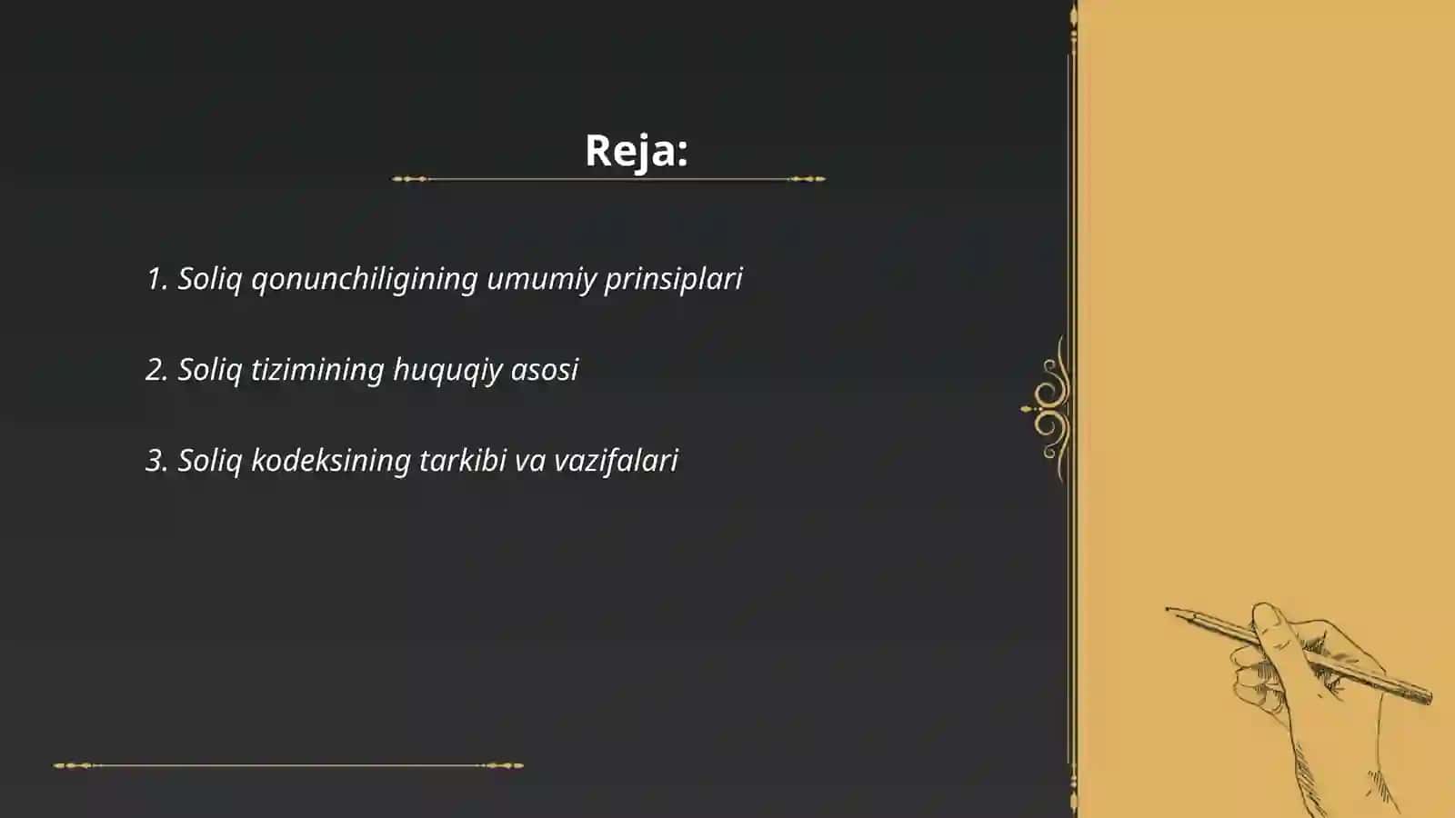 Soliq qonunchiligining huquqiy asoslari 2
