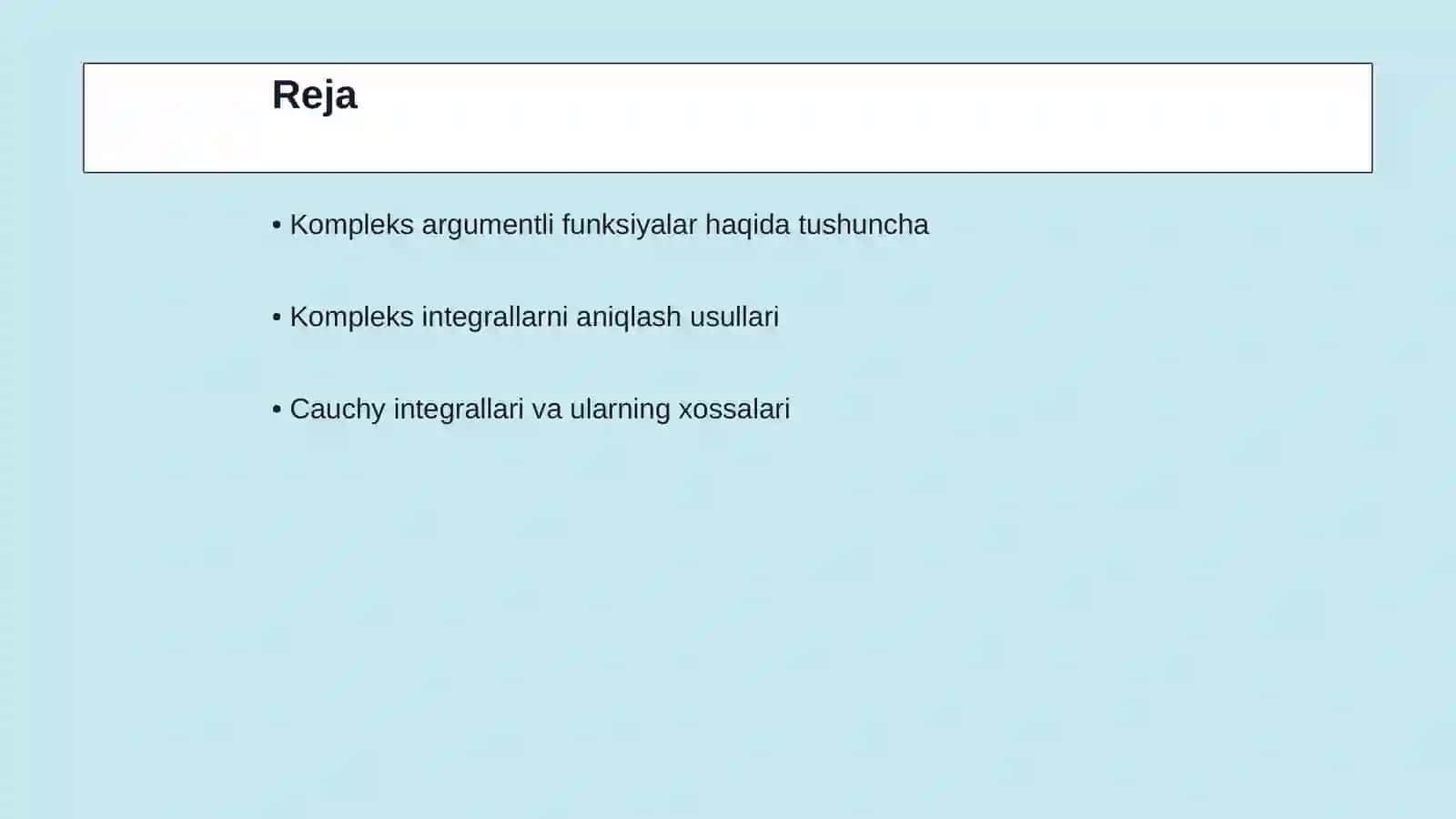 Kompleks argumentli funksiyalarning integrali 2
