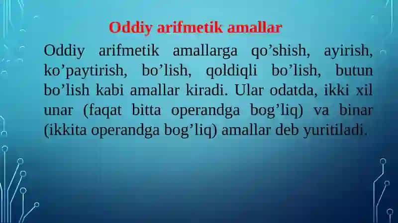 C#tilining amallari 2