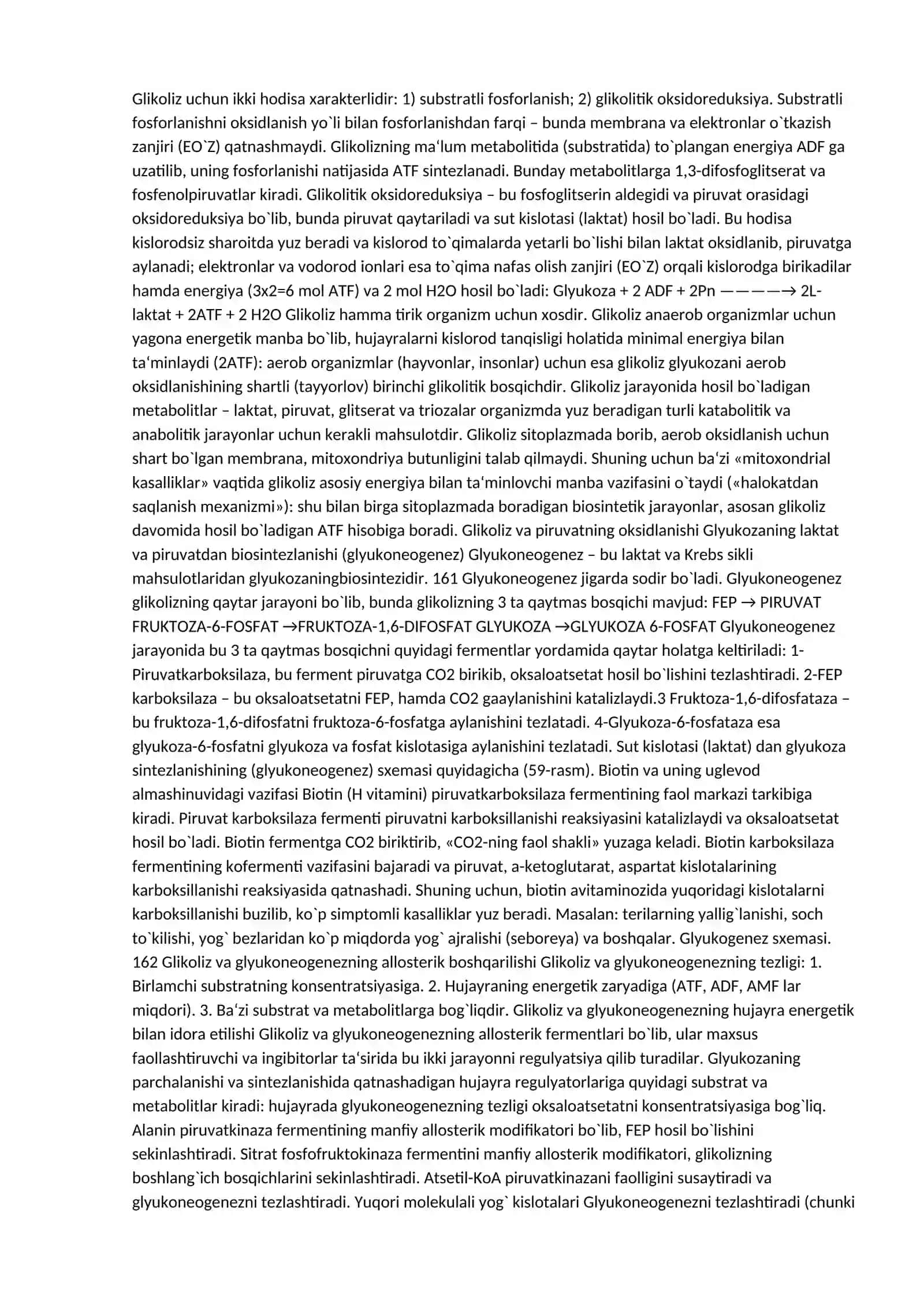 Glyukoza katabolizmi va glyukoneogenez. PENTOZOFOSFAT YO`LINING AHAMIYATI 2