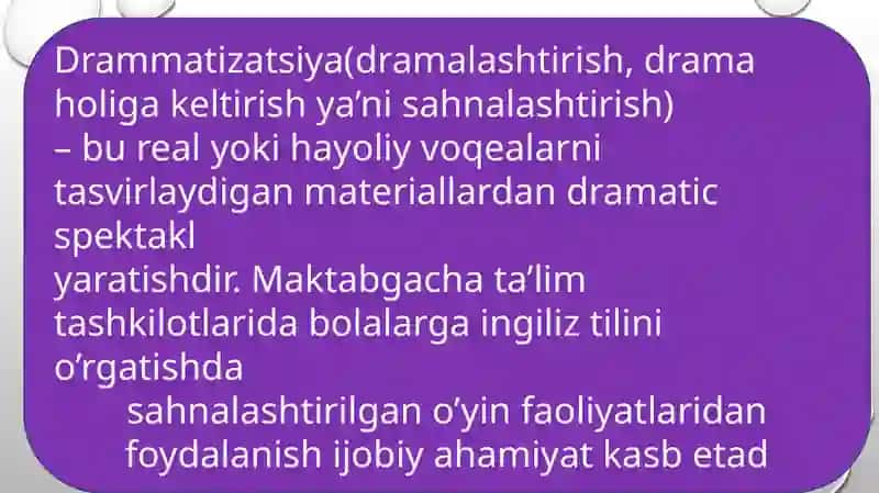 Maktabgacha yoshdagilarni ingiliz tilida o'qitishda dramatizatsiyadan foydalanish 2