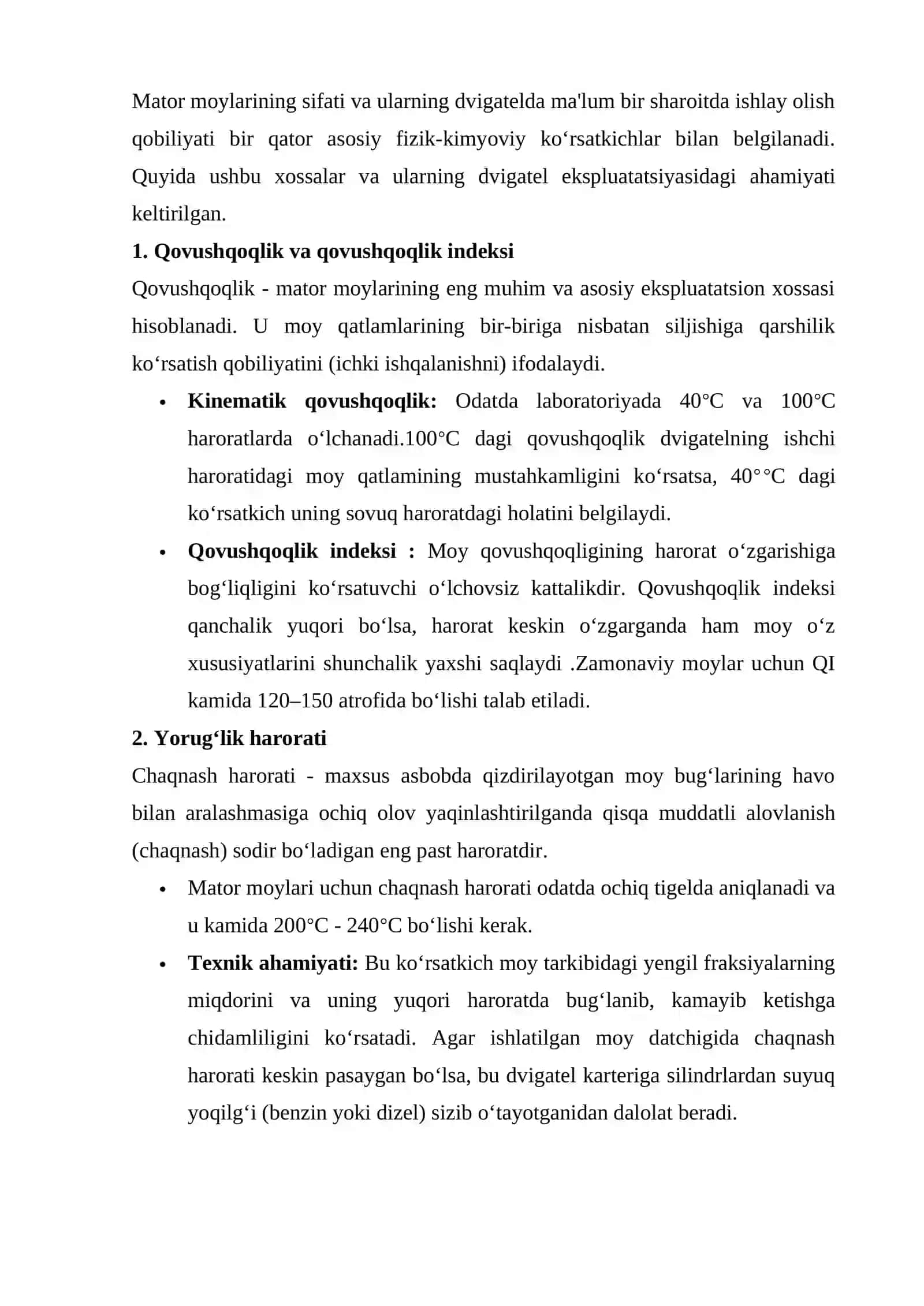 Mator moylarining asosiy fizik kimyoviy xossalari boʻyicha sifatni aniqlash 2
