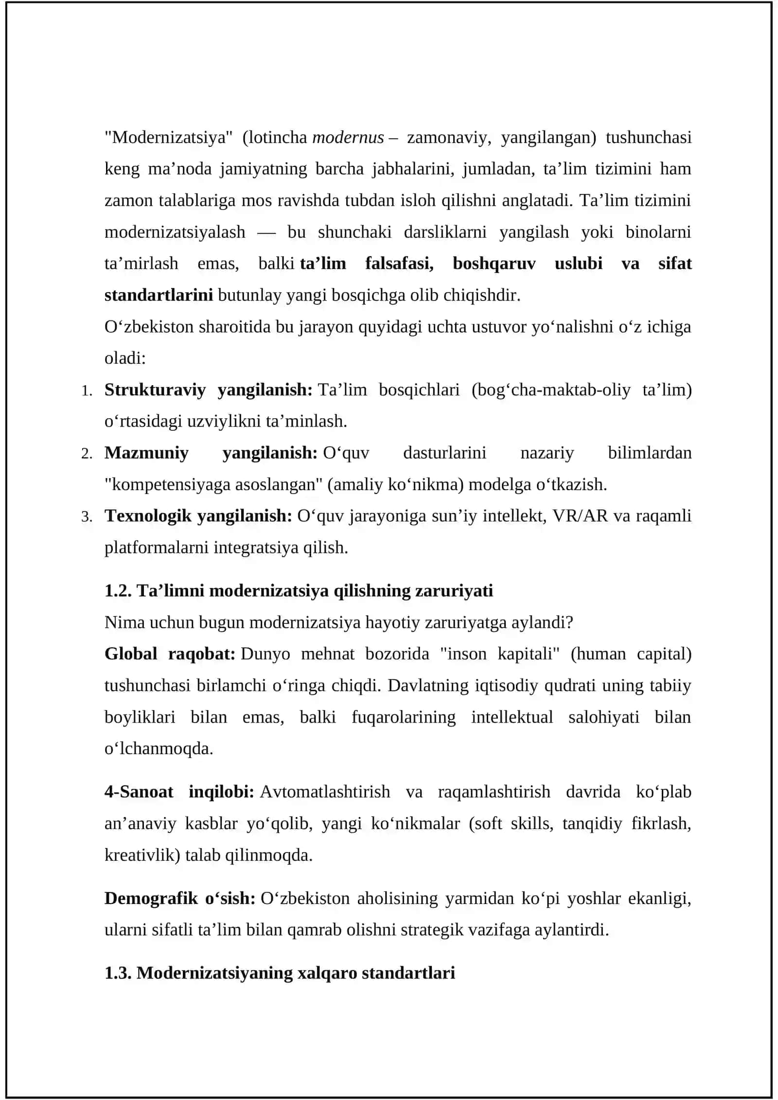 Ta’lim tizimini modernizatsiya qilish tushunchasi 2