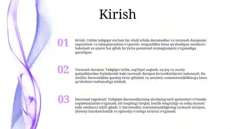Aholı Turmush Darajası VaDaromadlarnıngTabaqalanıshı 2
