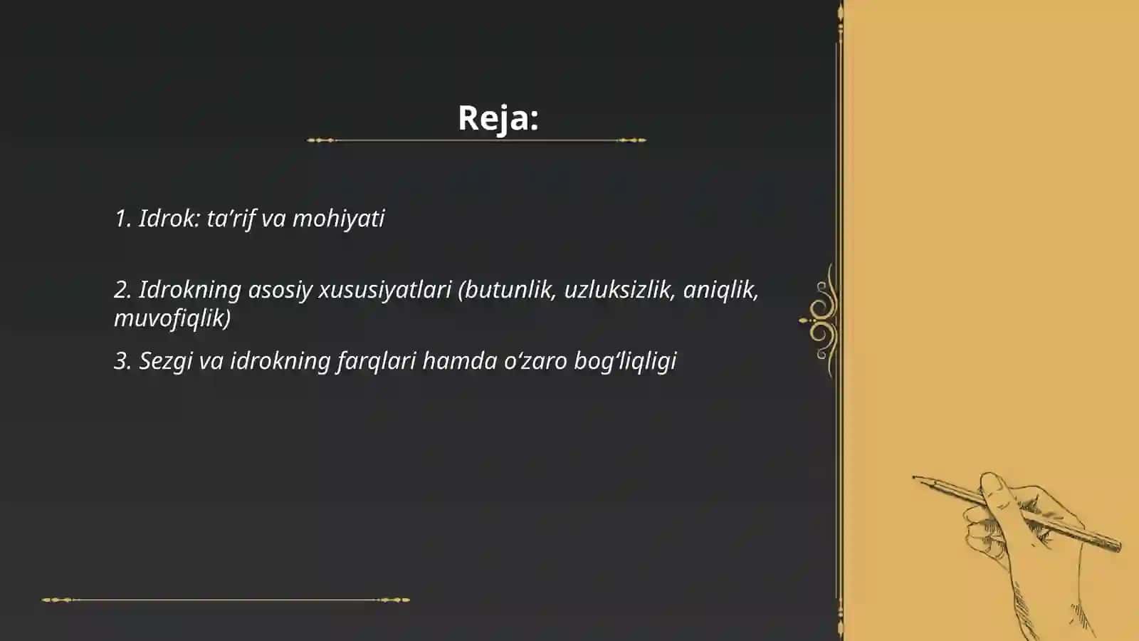 Idrok haqida tushuncha va uning xususiyatlari.Xotira haqida tushuncha va uning nerv fiziologik asosi 2