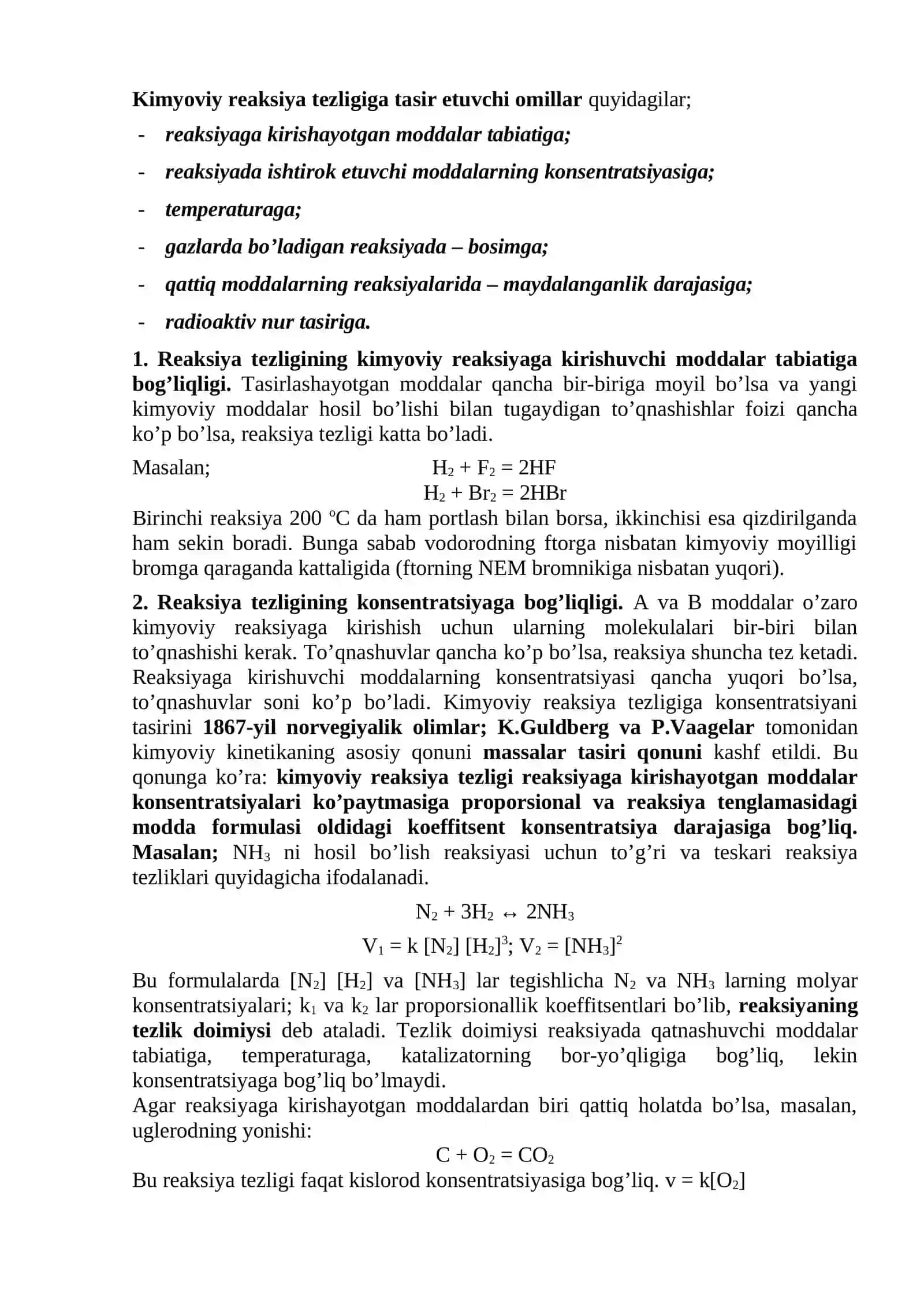 Kimyoviy kinetika va muvozanat 2