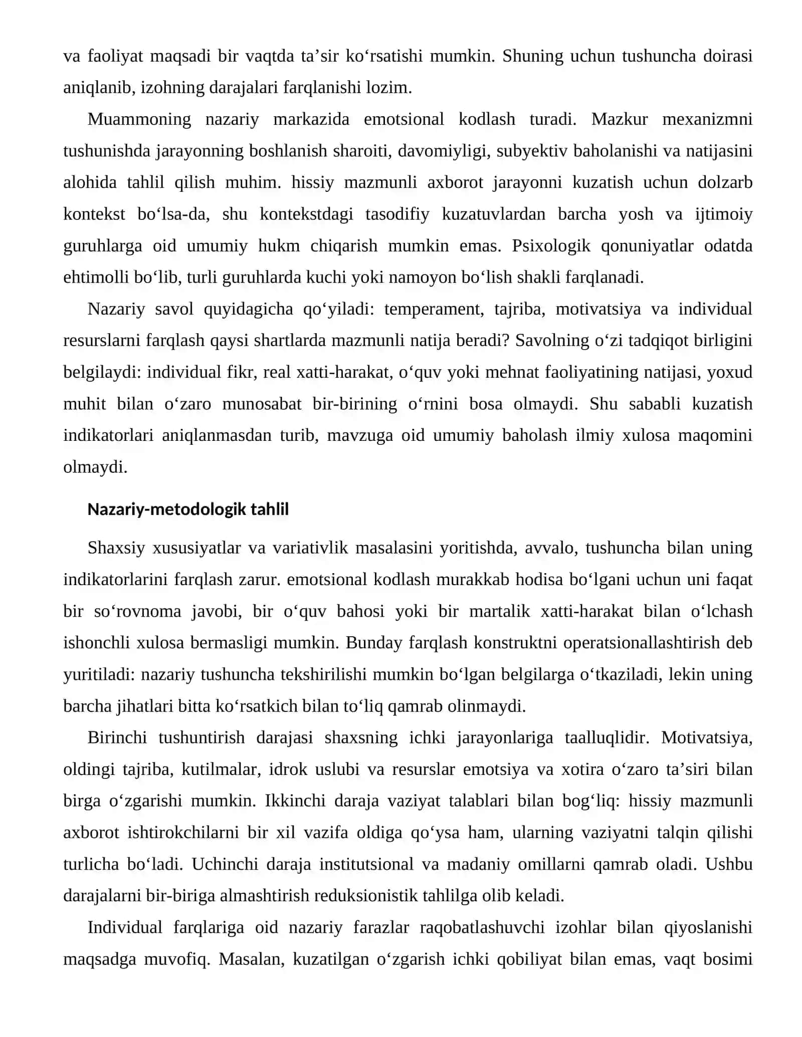 Emotsiya va xotira o‘zaro ta’siri — individual farqlari 2