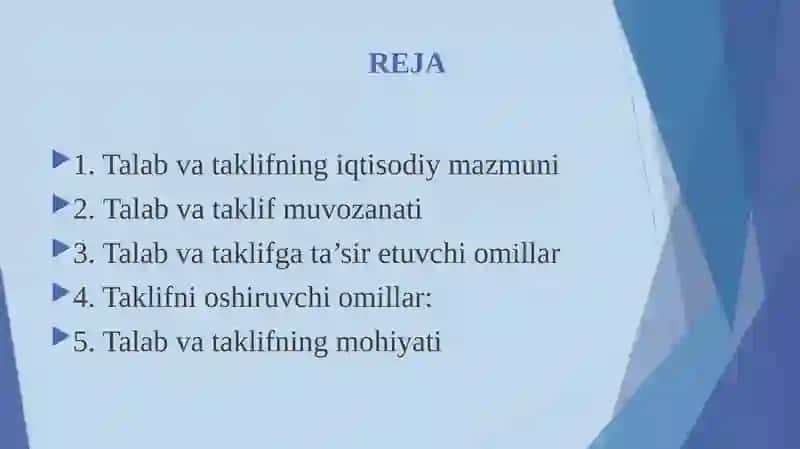 Talab va taklifning iqtisodiy mazmuni 2