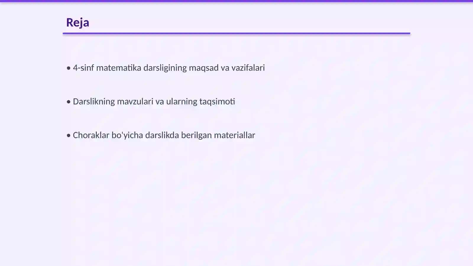 4-sinf matematika darsligi tahlili va choraklar boʻyicha joylashuvi 2