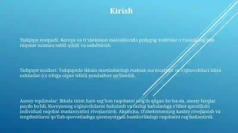 Koreya Va O‘Zbekiston Maktablarida Pedagog Xodimlar O'Rtasida Sog‘Lom Raqobat Tizimining Qiyosiy Tahlili 2