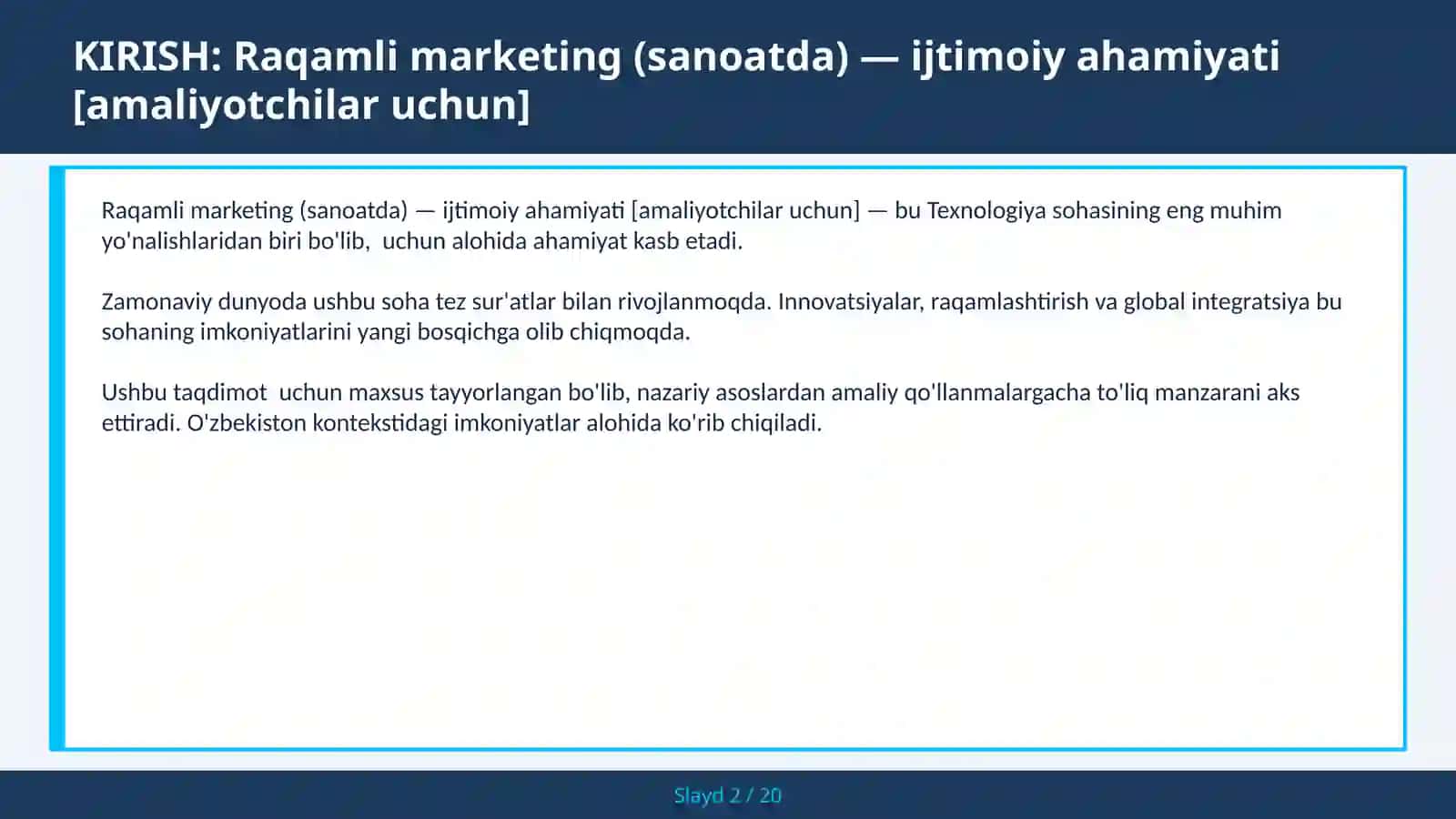 Raqamli Marketing (Sanoatda) - Ijtimoiy Ahamiyati [Amaliyotchilar uchun] 2