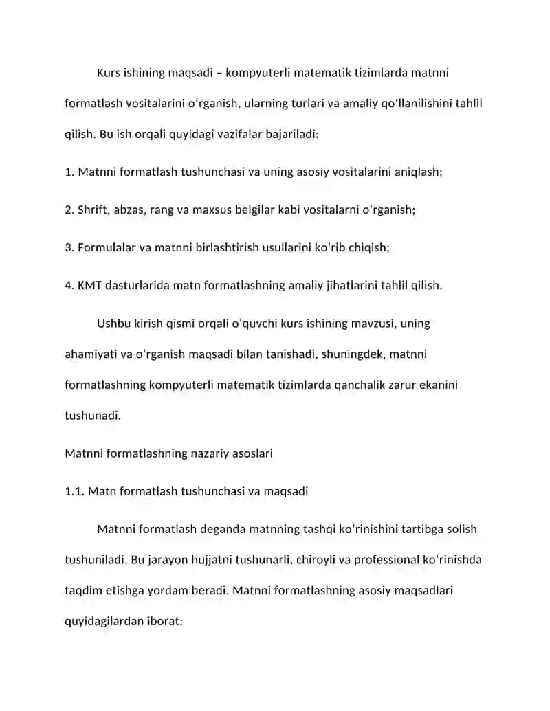 Matnni formatlash vositalari 2