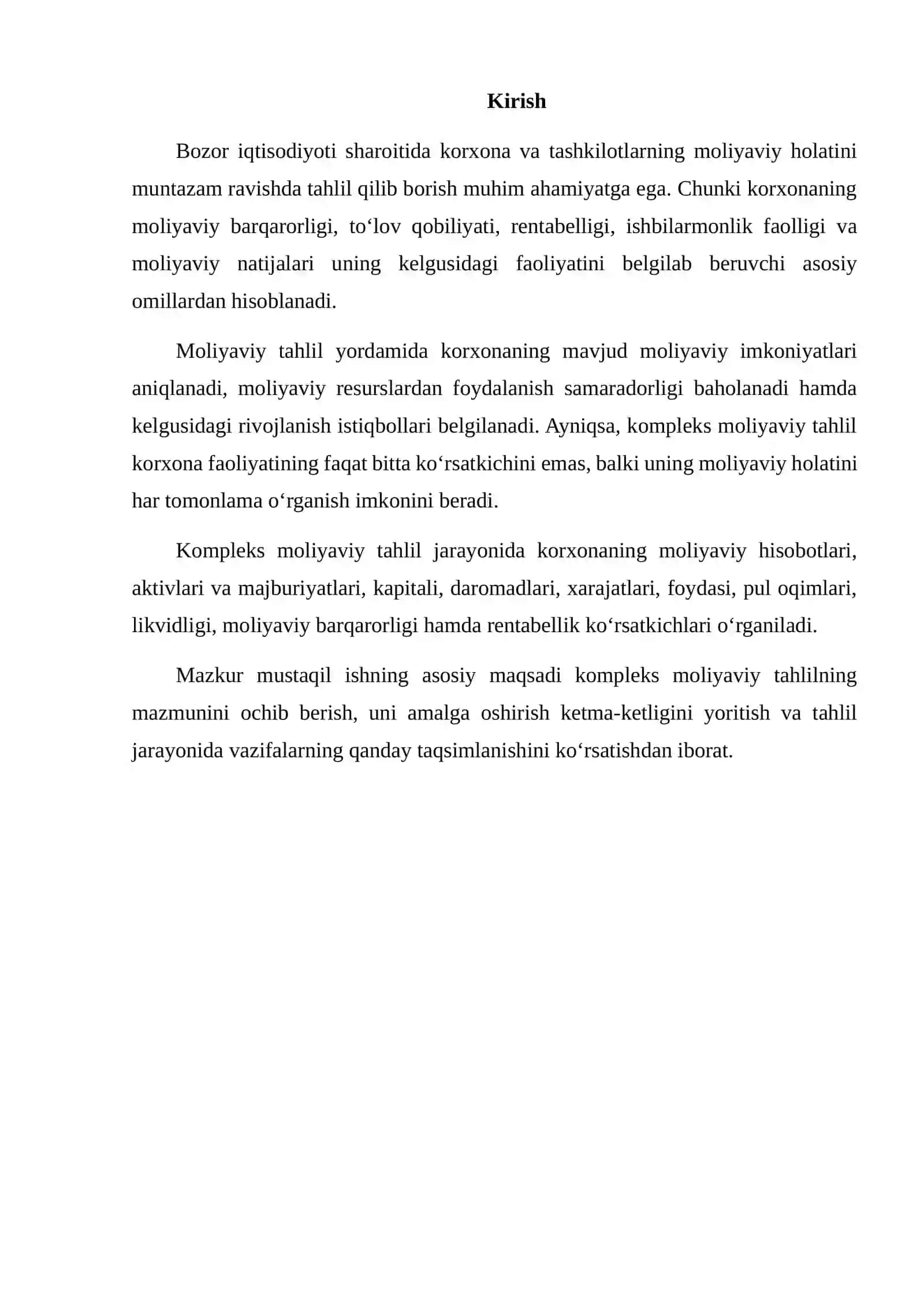 KOMPLEKS MOLIYAVIY TAHLIL O‘TKAZISHNING KETMA-KETLIGI VA VAZIFALAR TAQSIMOTI 2