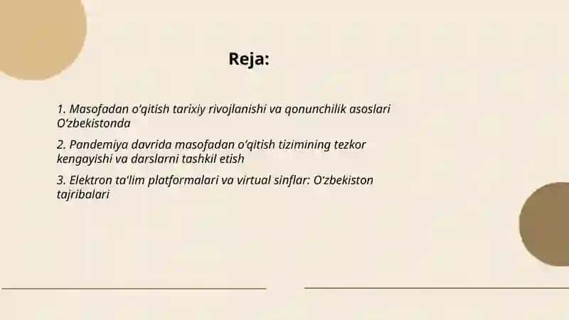 Masofadan oʻqitishning rivojlanishi va sohada olib borilayotgan kompleks ilojlar 2