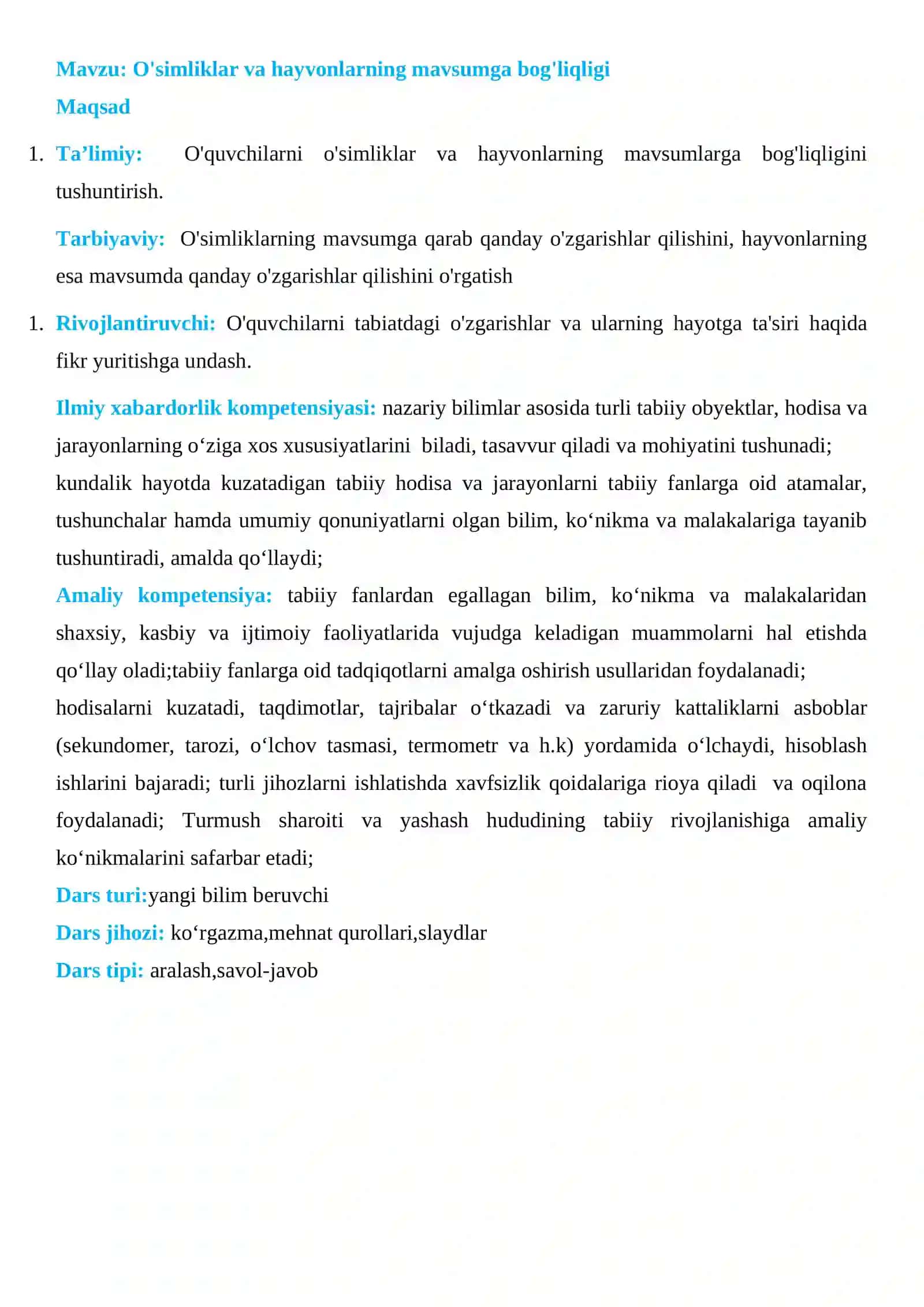 O'simliklar va hayvonlarning mavsumga bog'liqligi 2