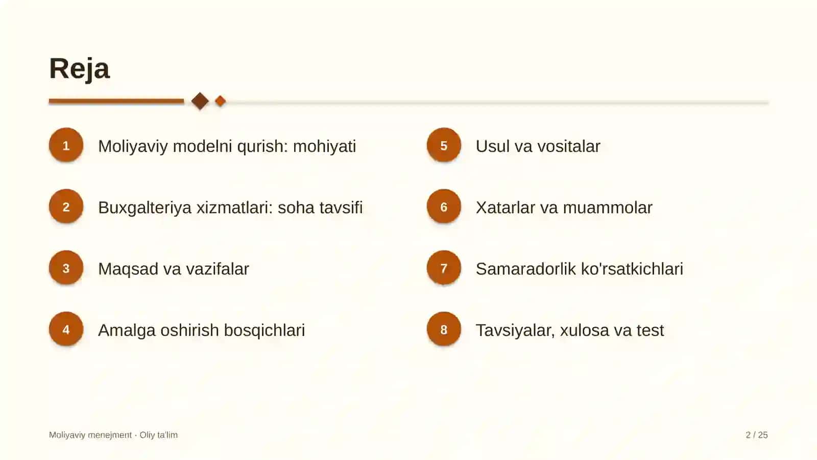 Buxgalteriya xizmatlarida moliyaviy modelni qurish 2