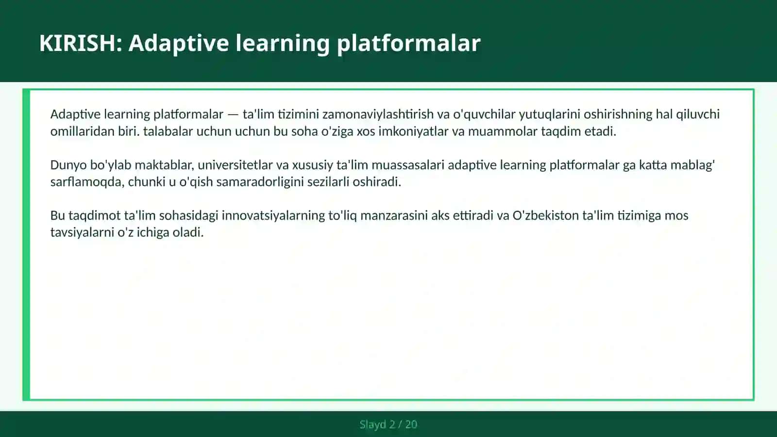 Adaptive learning platformalar 2