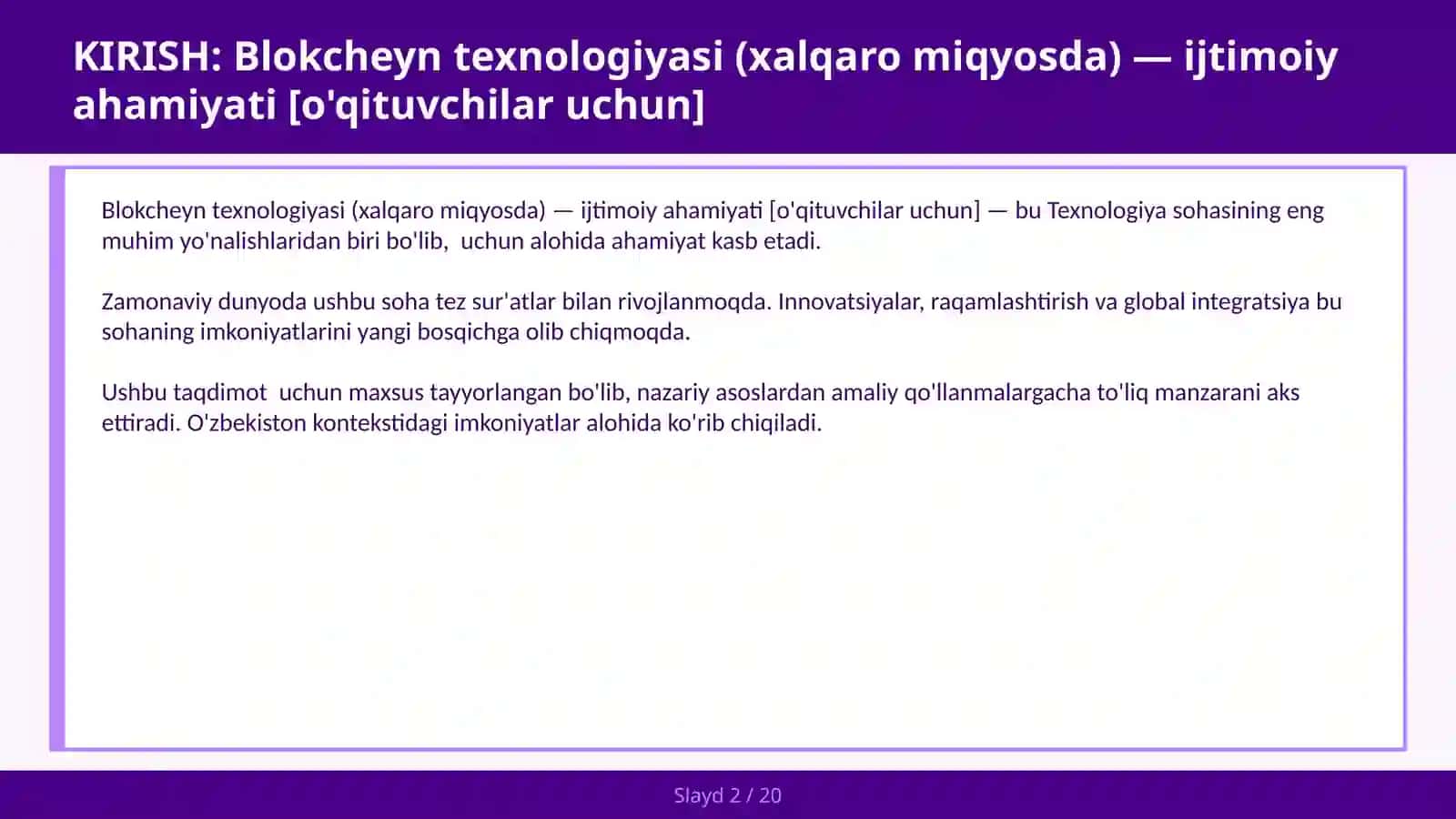 Blokcheуn texnologiyasi (xalqaro miqyosda) — ijtimoiy ahamiyati [o'qituvchilar uchun] 2