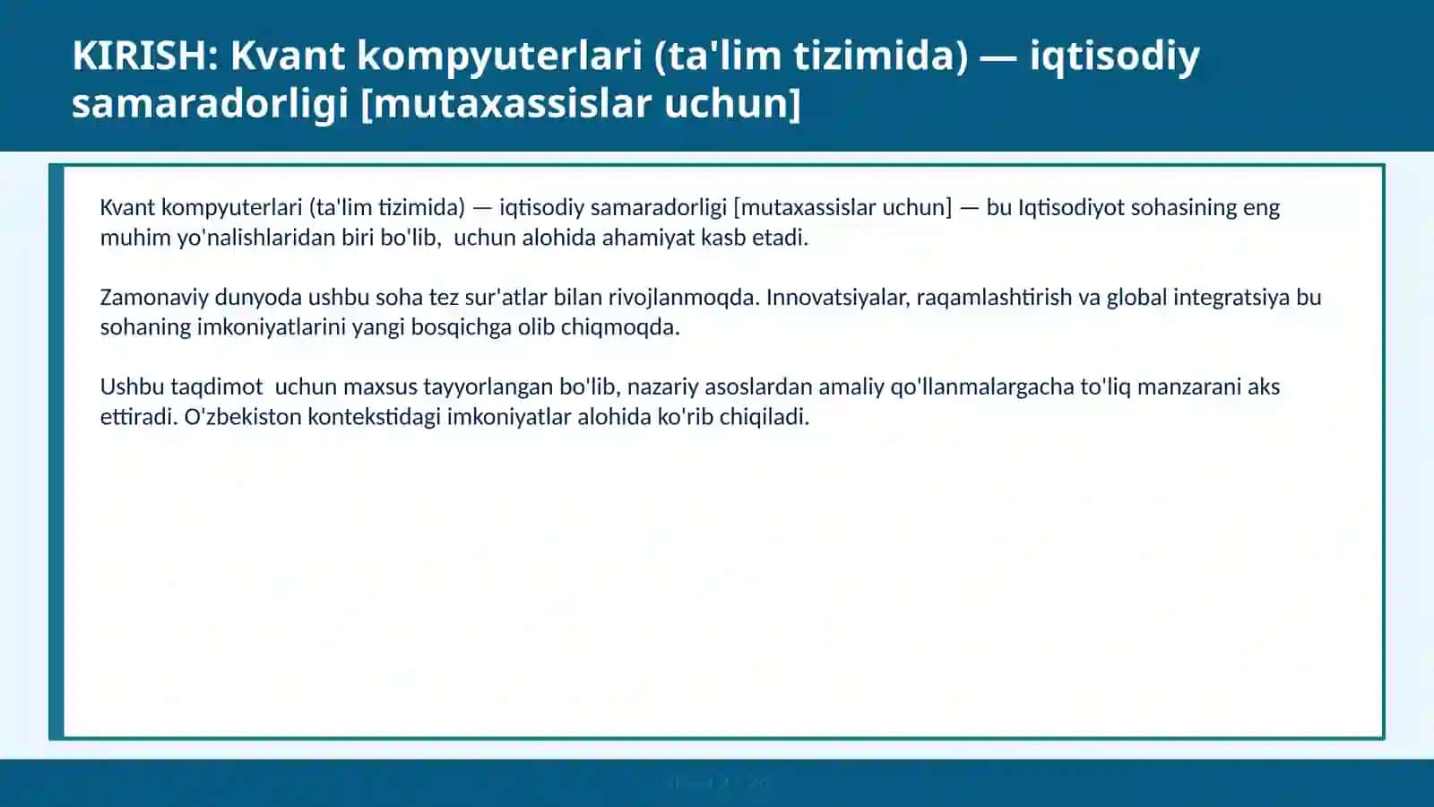 Kvant Kompyuterlari (Ta'lim Tizimida) - Iqtisodiy Samaradorligi [Mutaxassislar Uchun] 2