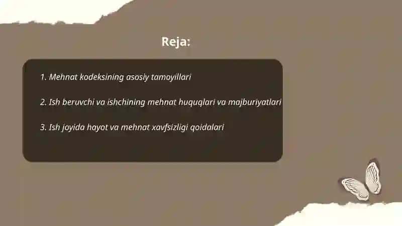 Hayot xavfsizligi qoidalari va mehnat kodeksi haqida 2