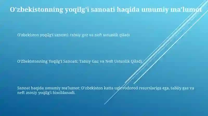 O'Zbekistonning Yoqilg'I Sanoati 2