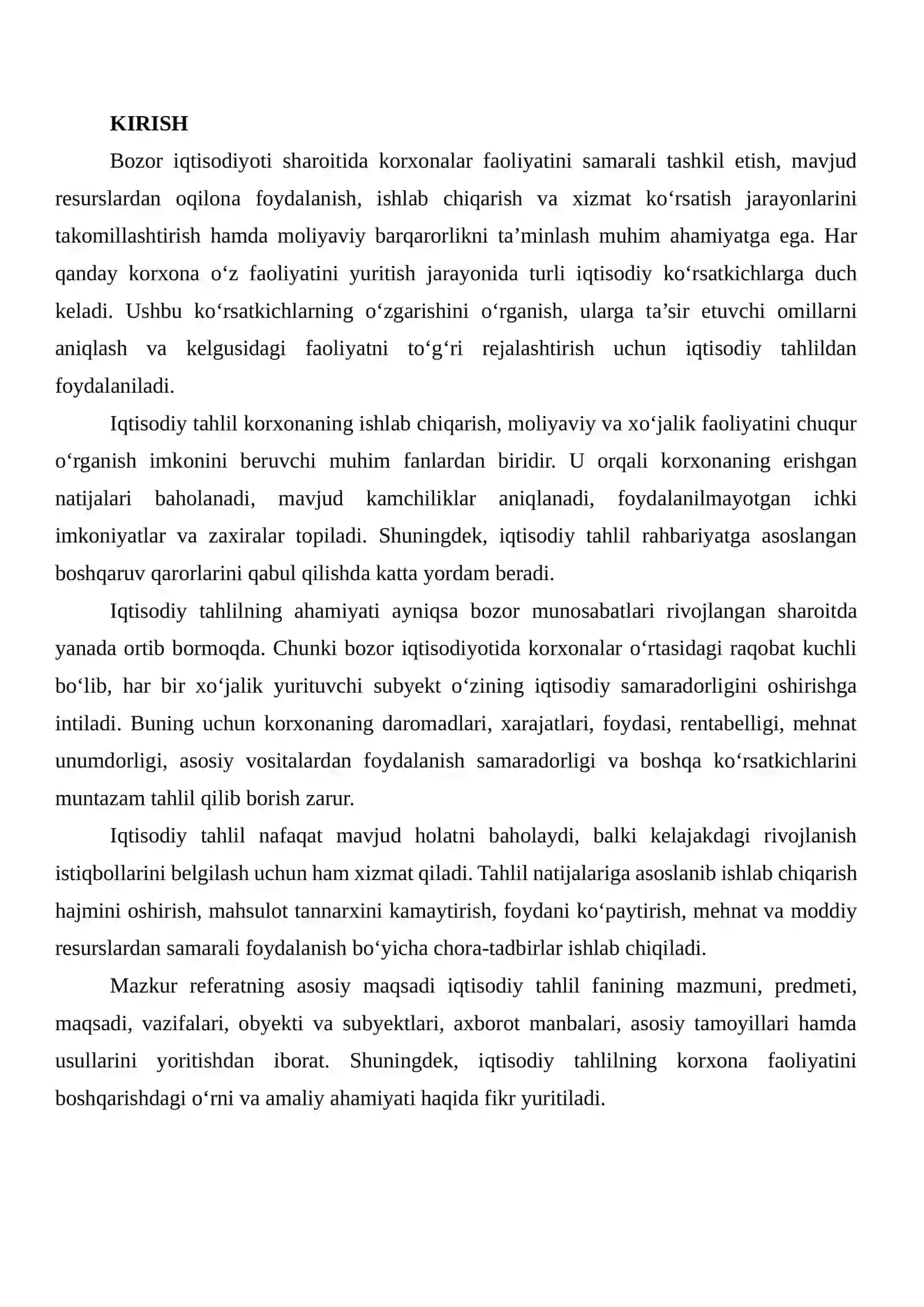 IQTISODIY TAHLIL FANINING PREDMETI, VAZIFALARI VA TAMOYILLARI 2