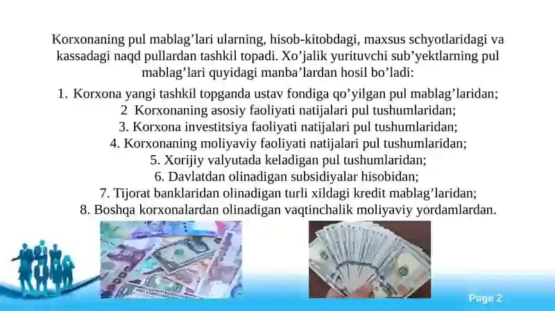 PUL MABLAG’LARI VA XORIJIY VALYUTA HISOBI 2