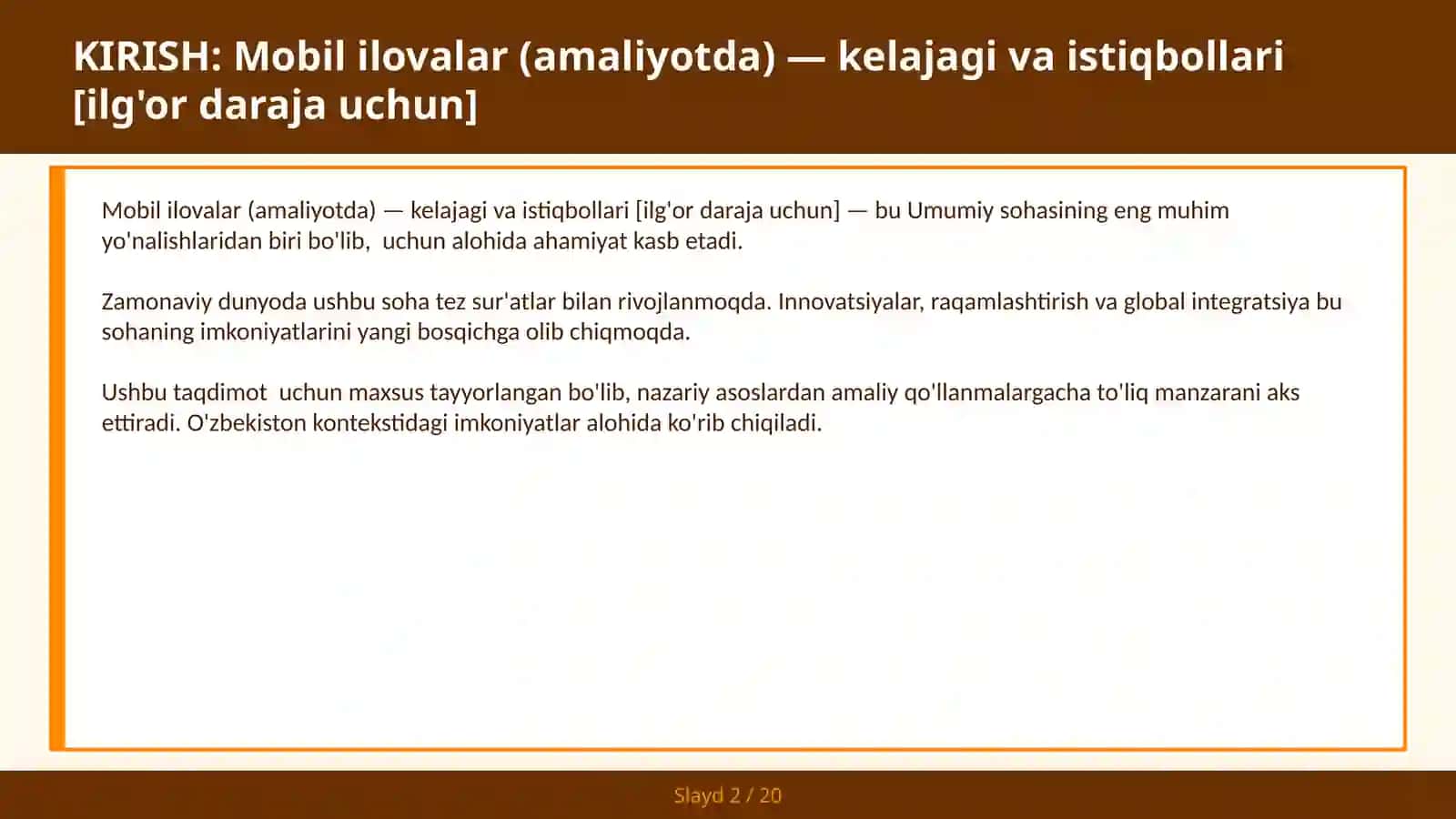 Mobil ilovalar (amaliyotda) — kelajagi va istiqbollari [ilg'or daraja uchun] 2