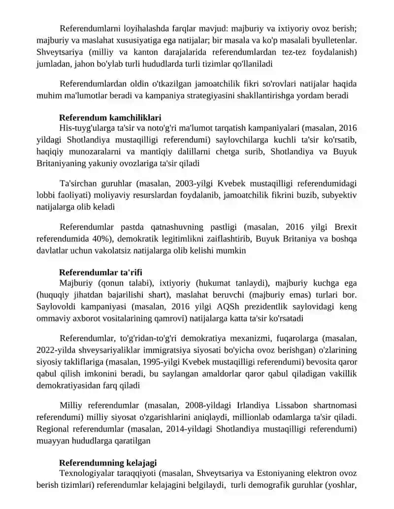 Referendumning afzalliklari 2
