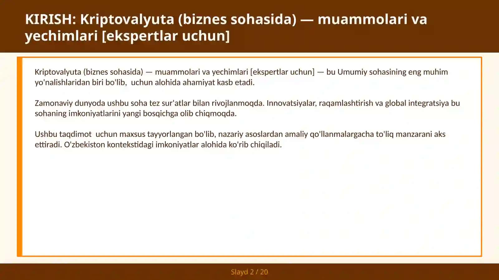 Kriptovalyuta (biznes sohasida) - muammolari va yechimlari [ekspertlar uchun] 2