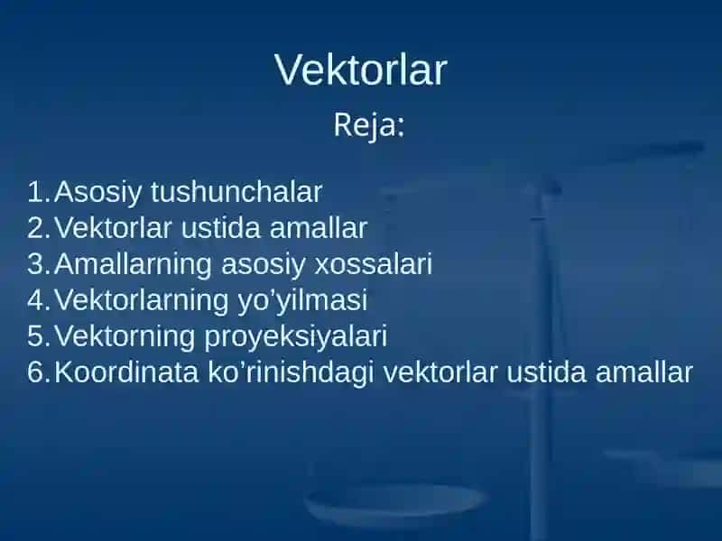 VЕKTORLAR USTIDA AMALLAR 2