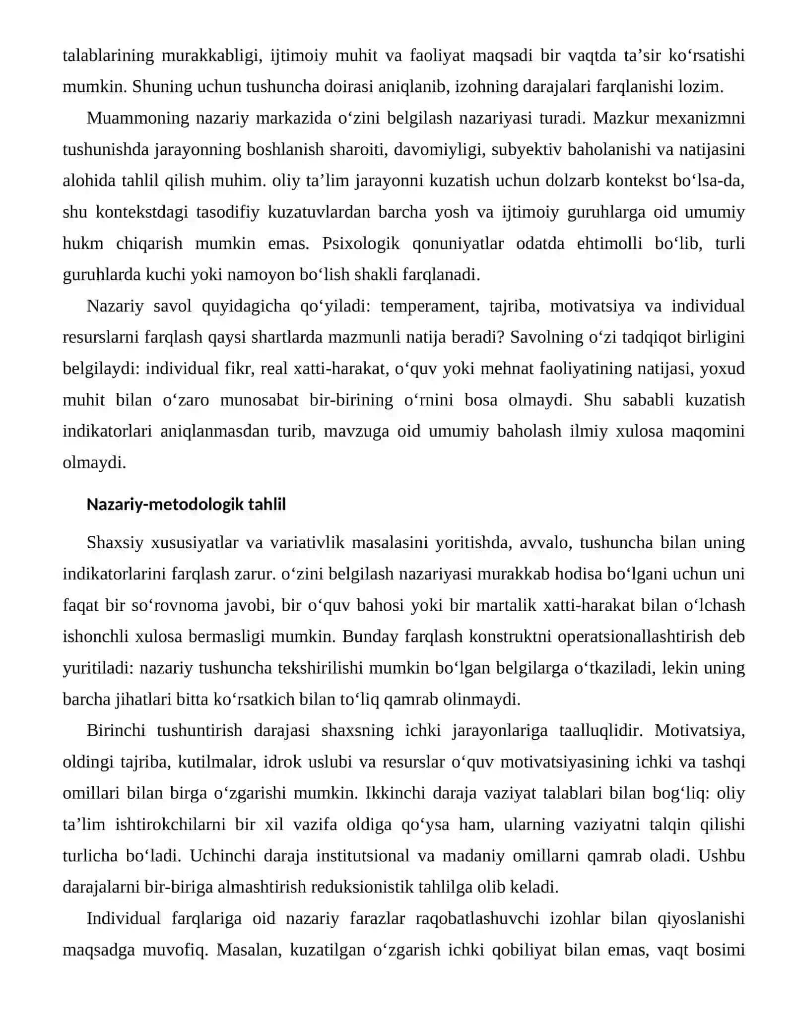 O‘QUV MOTIVATSIYASINING ICHKI VA TASHQI OMILLARI — INDIVIDUAL FARQLARI 2
