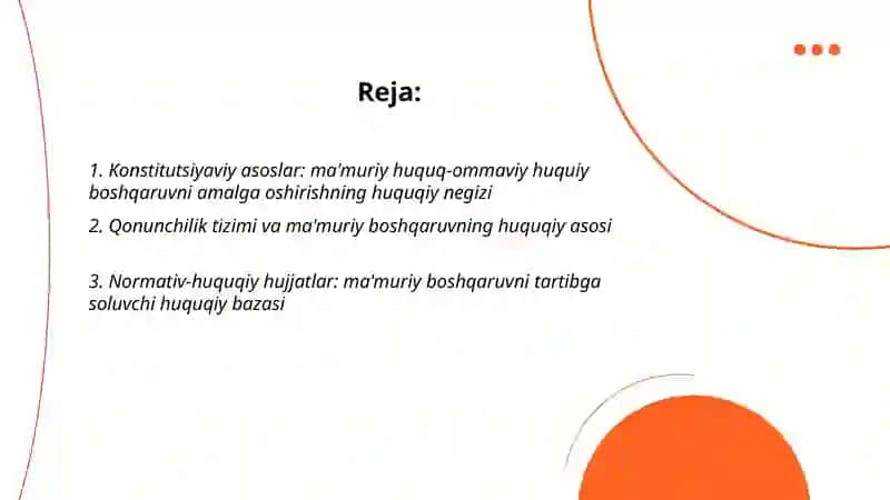 Ma'muriy huquq-ommaviy huquqiy boshqaruvini amalga oshirishning huquqiy asosi 2