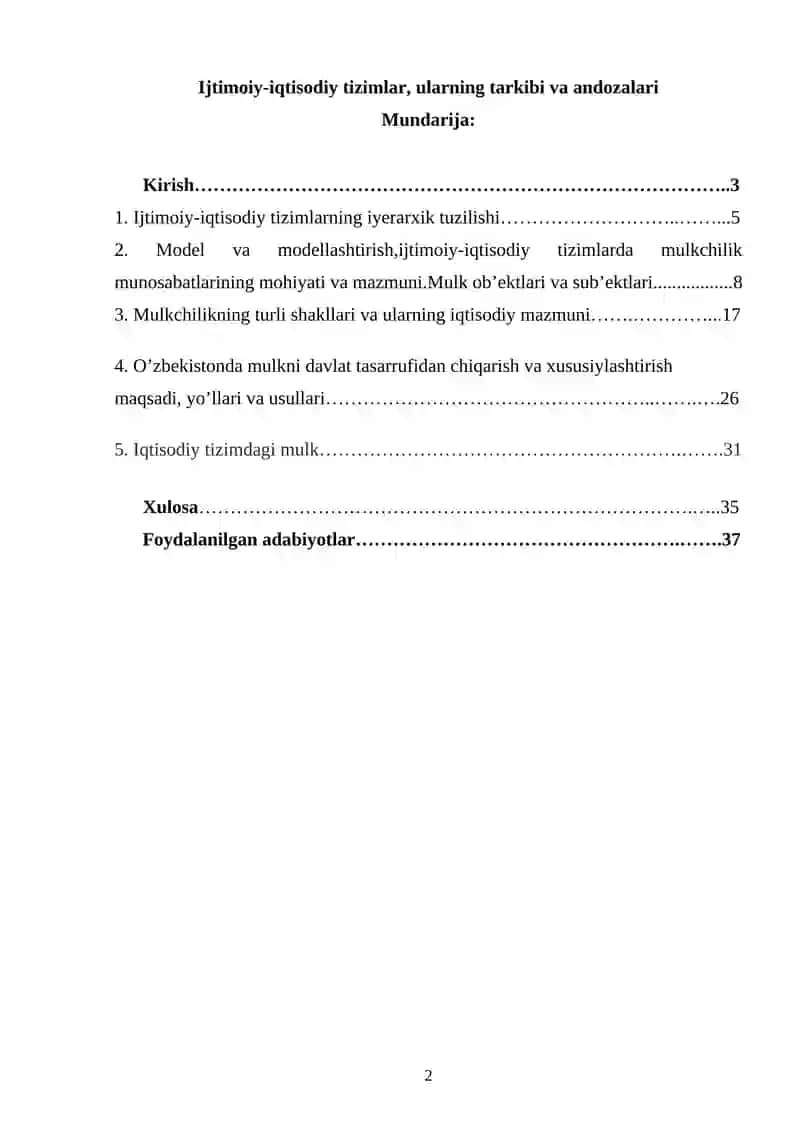 Ijtimoiy-iqtisodiy tizimlar, ularning tarkibi va andozalari 2