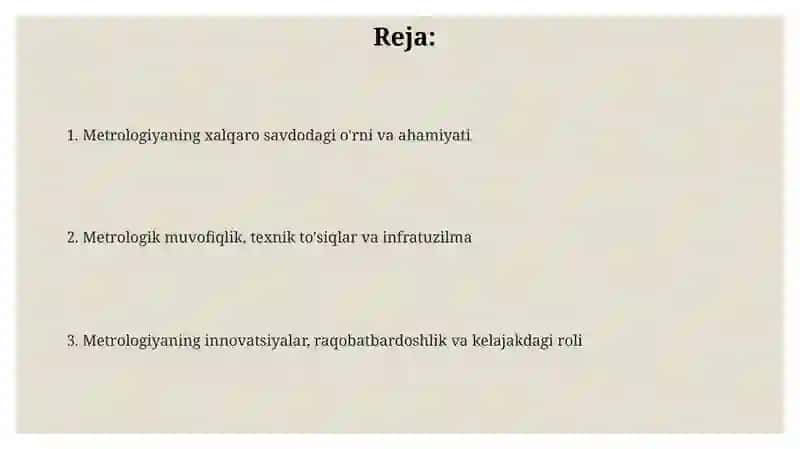 Metrologiya fanining xalqaro aloqalarida metrologiyaning roli 2