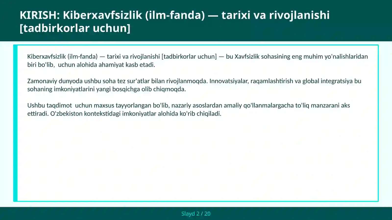 Kiberxavfsizlik (ilm-fanda) — tarixi va rivojlanishi [tadbirkorlar uchun] 2