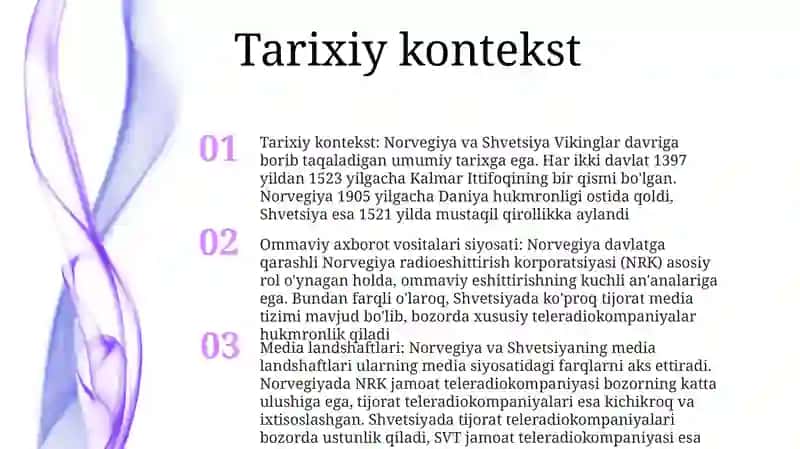 Norvegiya Shvetsiyada MediataʼLimning OʻZiga Xosliklari 2