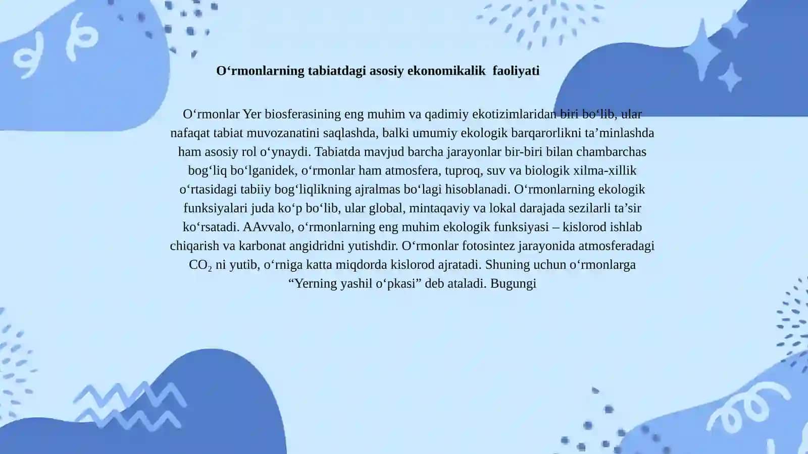 O'rmonlarning ekonomikalikahamiyati 2