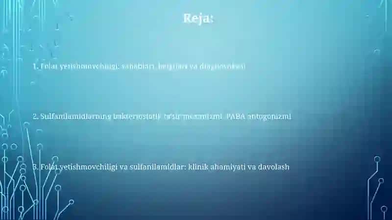 Folat yetishmovchiligi va sulfanilamidlar 2