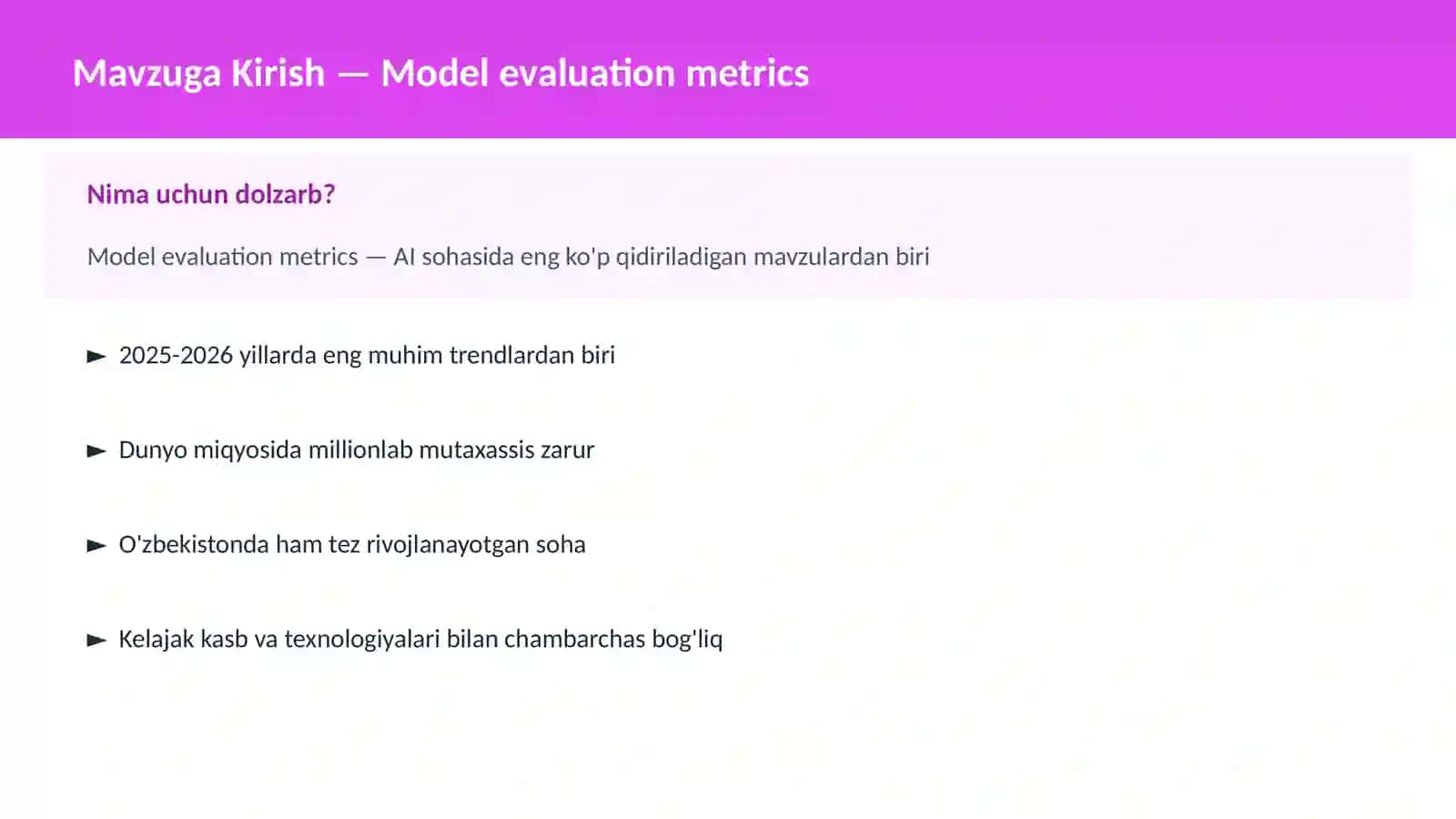 Model evaluation metrics 2