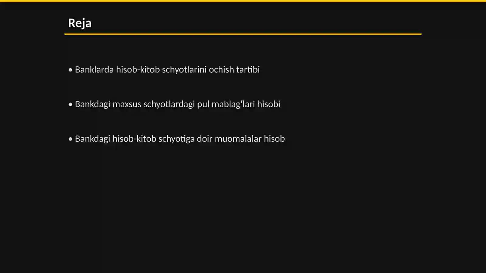 Buxgalteriya hisobi Mavzusi: bankdagi maxsus hisob kitob schyotlari hisobi 2