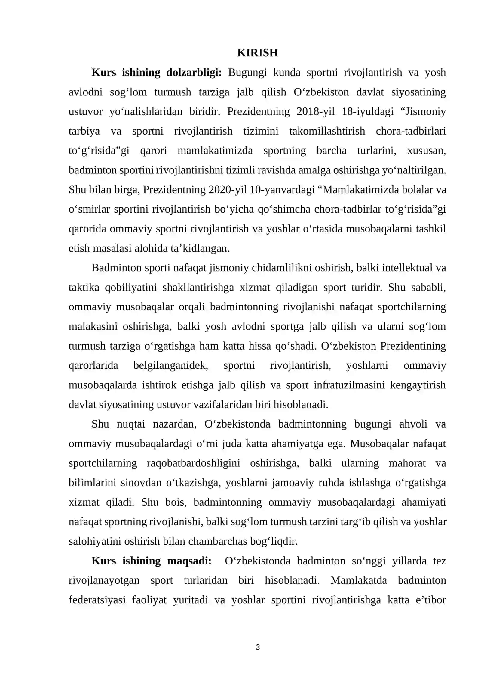 O‘zbekistonda badmintonning bugungi ahvoli ommaviy musobaqalardagi o‘rni va ahamiyati 2
