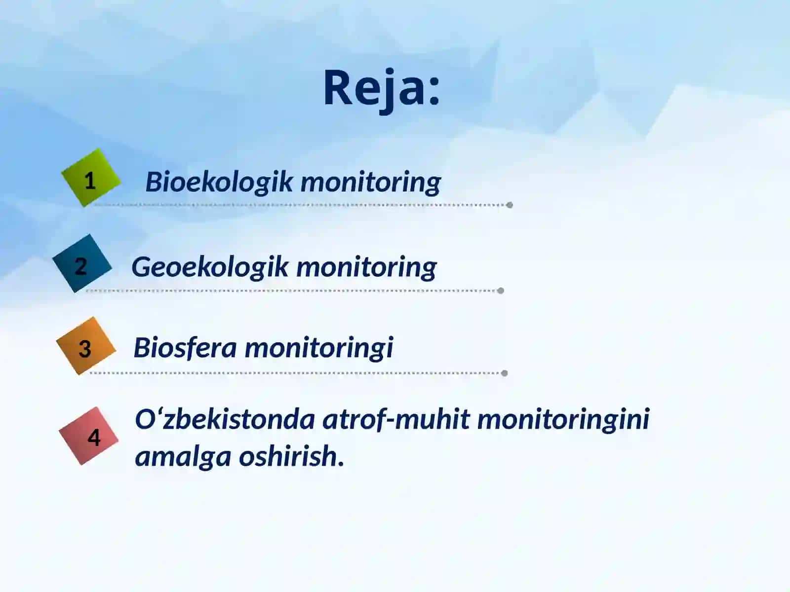 Atrof-muhit monitoringi va geografik-ekologike kspertiza asoslari 2