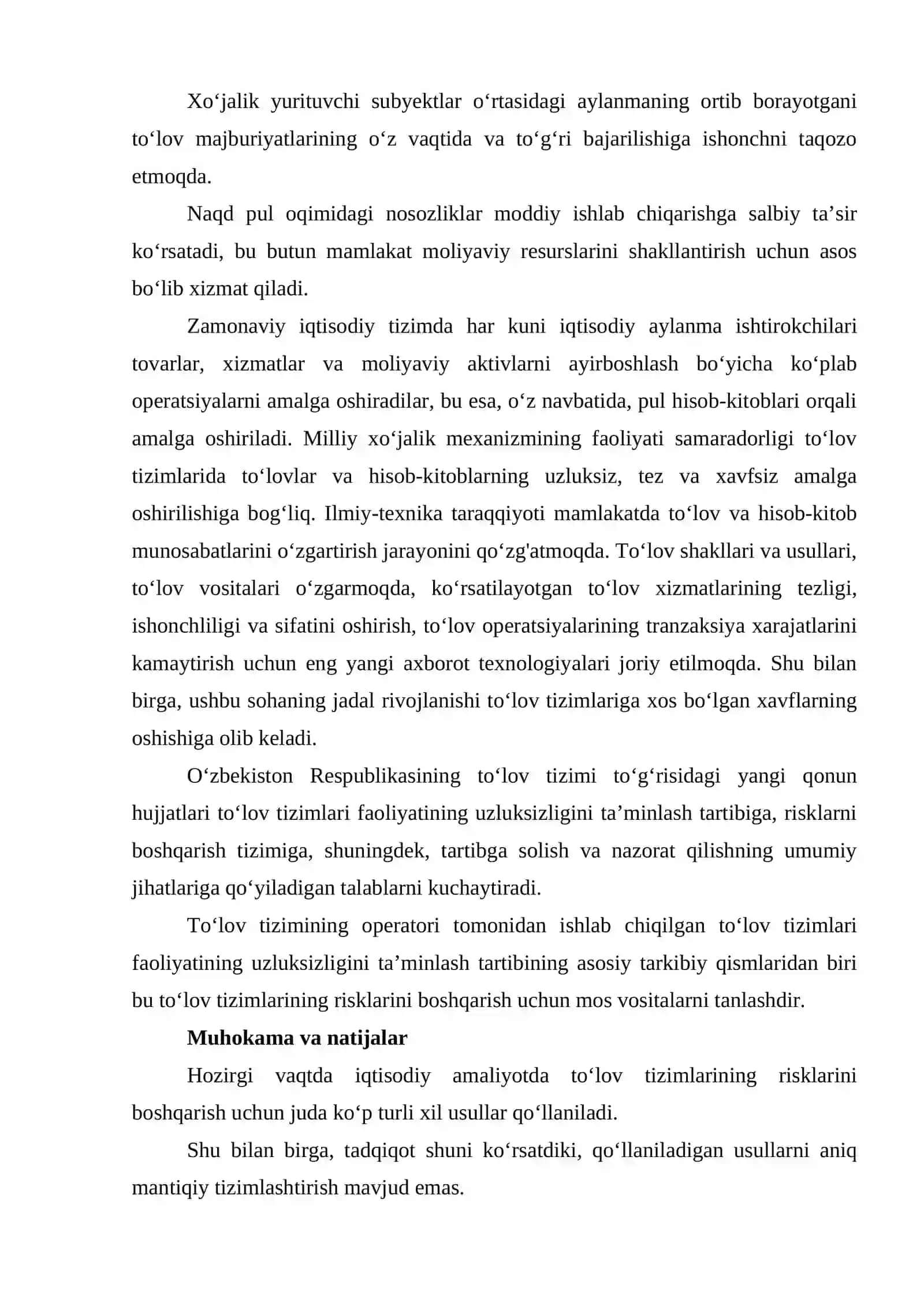 TO‘LOV TIZIMLARIDAGI RISKLARNI BOSHQARISHNI TAKOMILLASHTIRISH YO‘LLARI 2