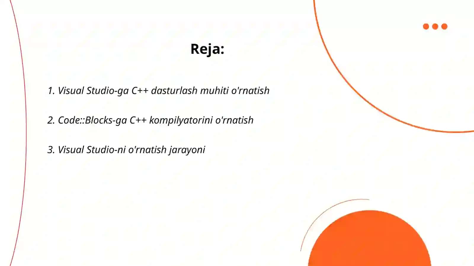 Visual Studio va Kod Blocksda C++ ni O'rnating 2