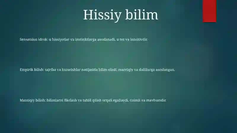Hissiy, Empirik, Mantiqiy, Untiutiv, Bilish Darajalarining OʻZaro Aloqasi Va Farqi 2