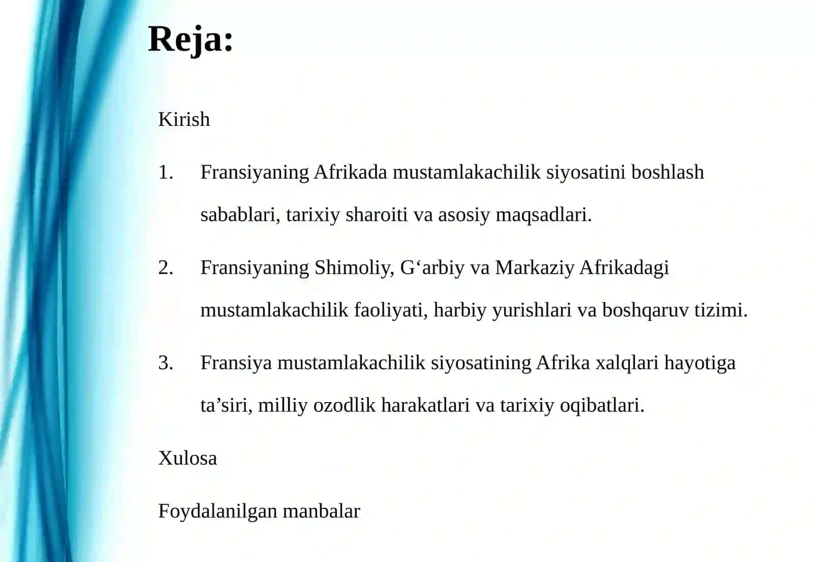 FRANSIYANING AFRIKADAGI MUSTAMLAKACHILIK SIYOSATI 2