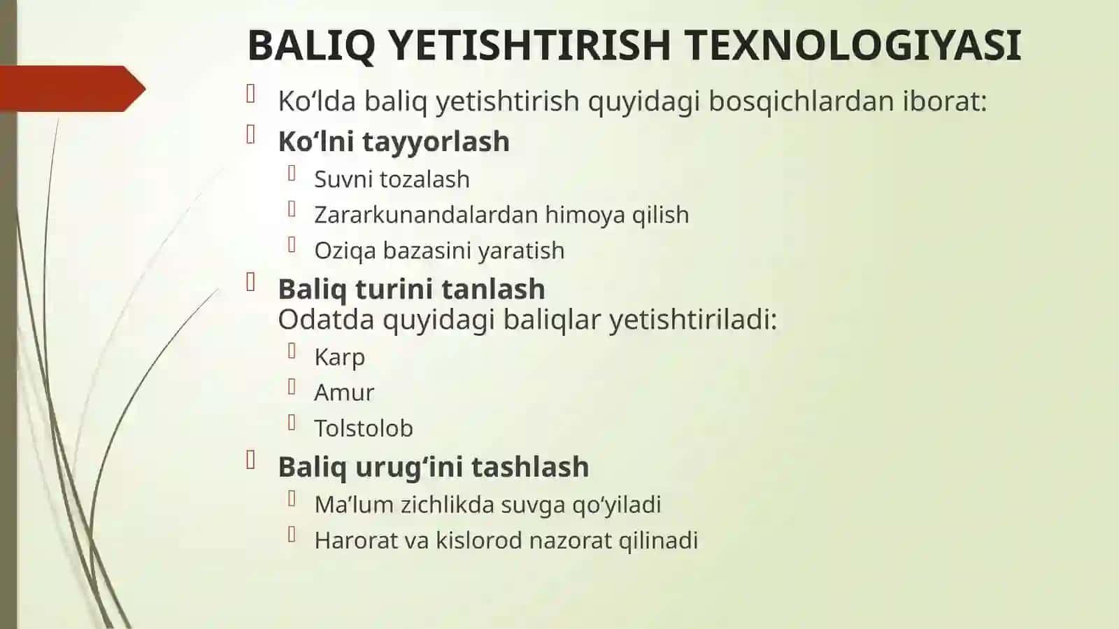 Ko‘lda baliq yetishtirish va uning bir yillik statistik tahlili 2