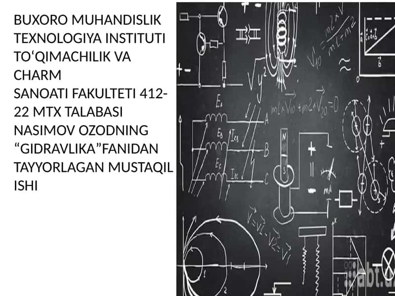 Gidravlika fanidan mustaqil ish 2