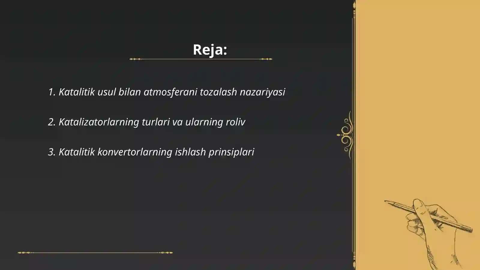 Katalitik usul bilan atmosferani tozalash nazariyasi 2
